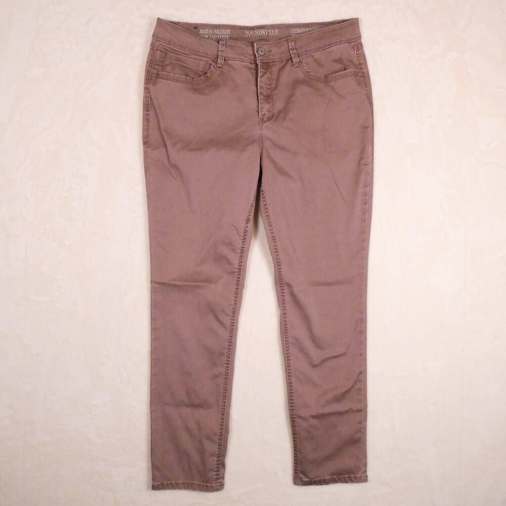 SoundStyle by Beau Dawson Jamie Skinny Pants Size 14 Mauve Silk Stretch Boho